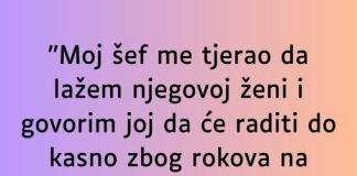“Sef me tjerao da lazem njegovoj zeni da ostaje duze na poslu, a onda jedan dan sam se slomila…” “Sef me tjerao da lazem njegovoj zeni da ostaje duze na poslu, a onda jedan dan sam se slomila…” - featured image